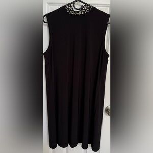 Cato Elegant Black Sleeveless Dress with Beaded Neckline